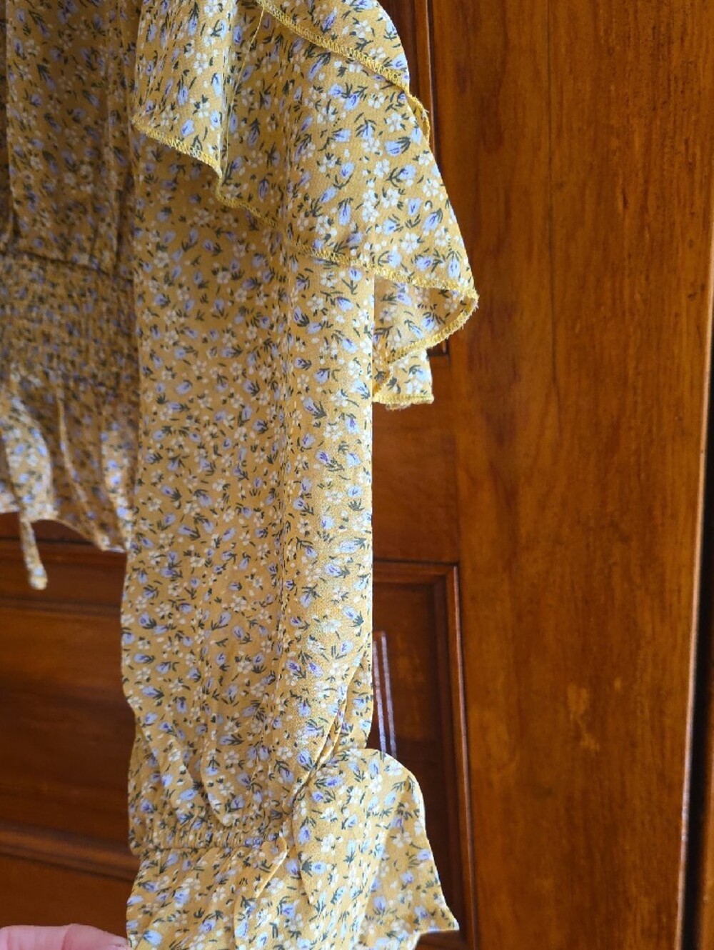 Easel Yellow Floral Ruffle Top - Picture 6 of 14